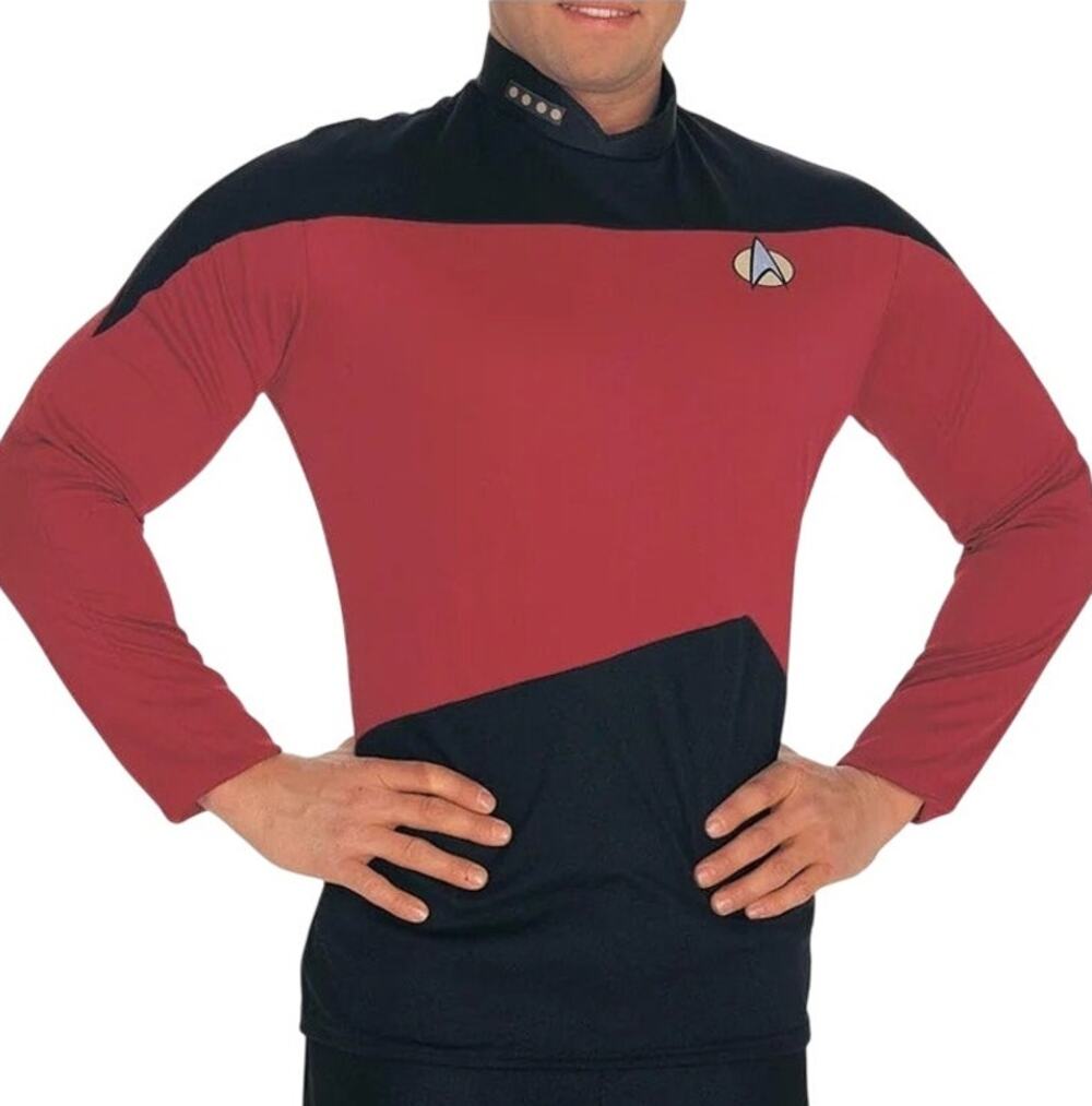 Star Trek The Next Generation Costume Shirt Rubies Deluxe Red Picard Uniform M